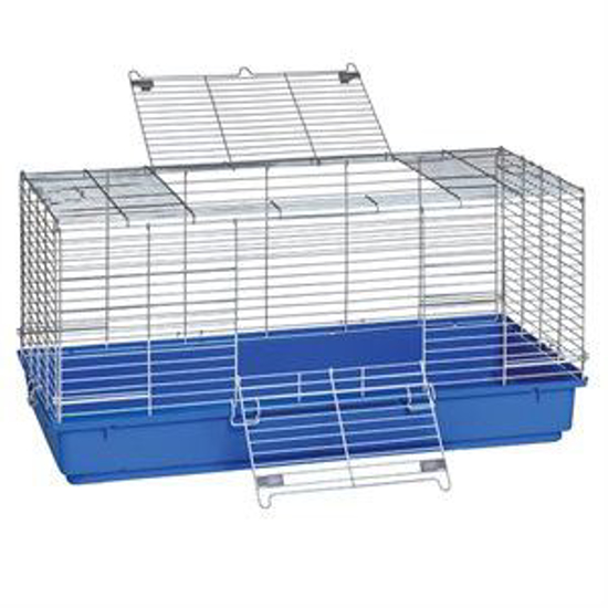 Picture of Blue Plastic Bottom Rabbit Cage--Large