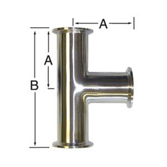 Picture of Reducing Tee (Clamp/Clamp/Clamp) 2" & 2" to 1.5"