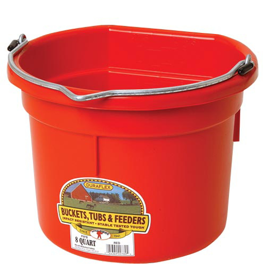 8 Quart Plastic Flat-Back Bucket--Red